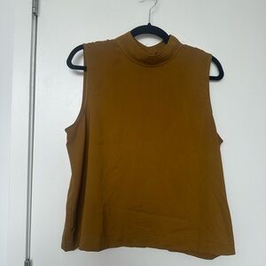 Ann Taylor Gold/Chartreuse Sleeveless Mockneck Buttonback Shell